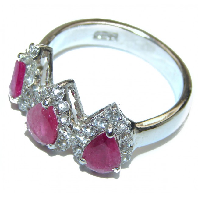 Genuine Kashmir Ruby .925 Sterling Silver handcrafted Statement Ring size 8 1/4