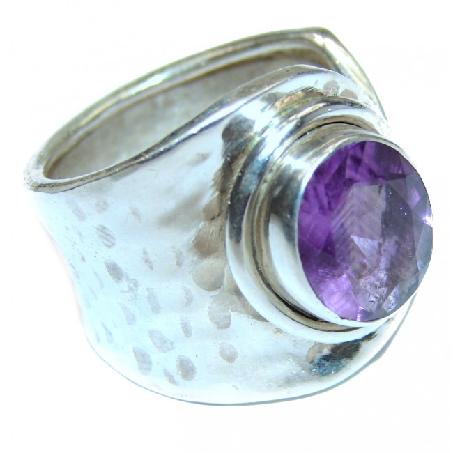 Spring Blooming Natural Amethyst .925 Sterling Silver handcrafted ring size 8