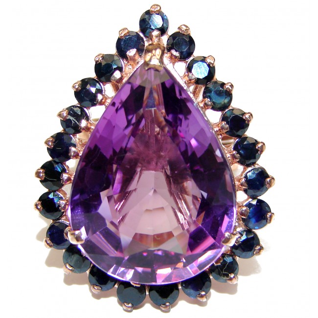 Jumbo 65ctw Natural Amethyst 18K Gold over .925 Sterling Silver handcrafted ring size 8