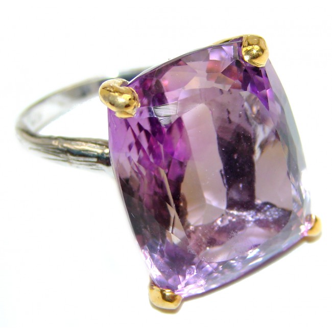Large Royal style Natural Ametrine 18K Gold over .925 Sterling Silver handcrafted ring size 8
