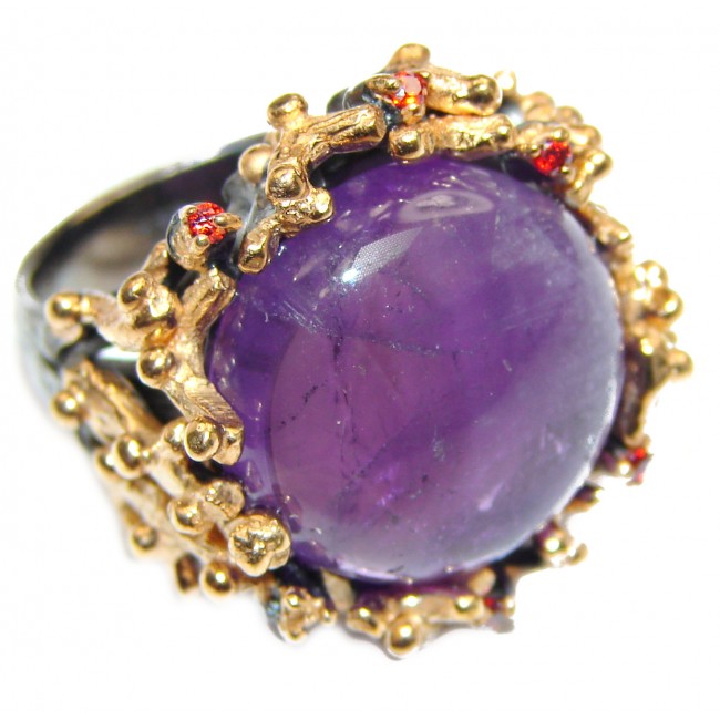 Large Victorian Style genuine Amethyst .925 Sterling Silver handcrafted Ring size 8