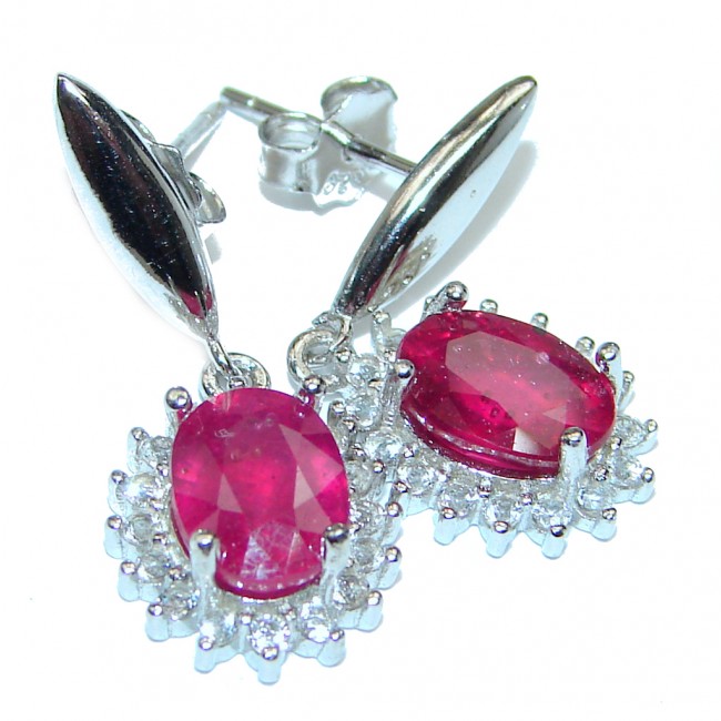 Vintage Style Authentic Ruby .925 Sterling Silver handmade earrings