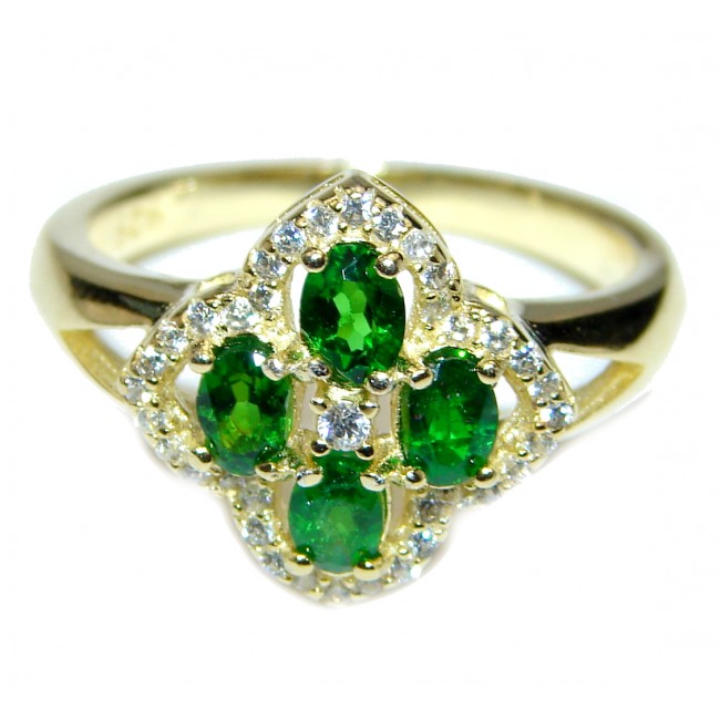 My sweet Flower Chrome Diopside .925 Sterling Silver Statement ring size 7 3/4