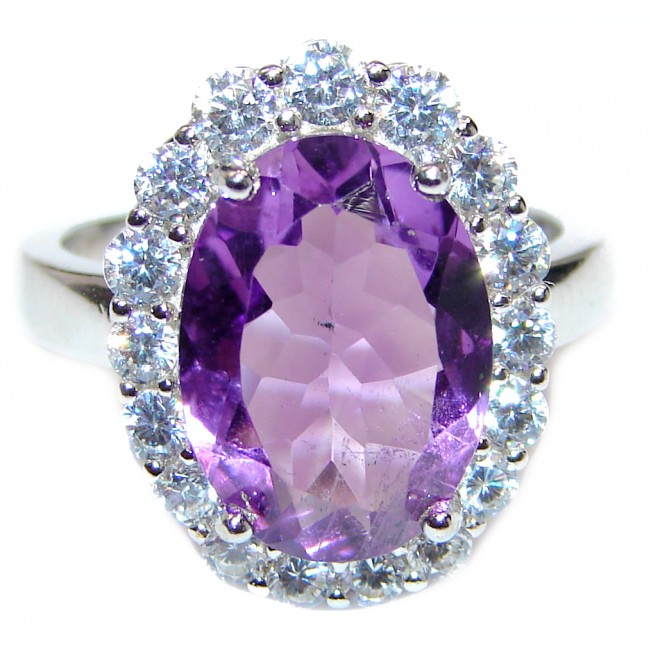 Purple African Amethyst Rose Gold over .925 Sterling Silver Ring size 7