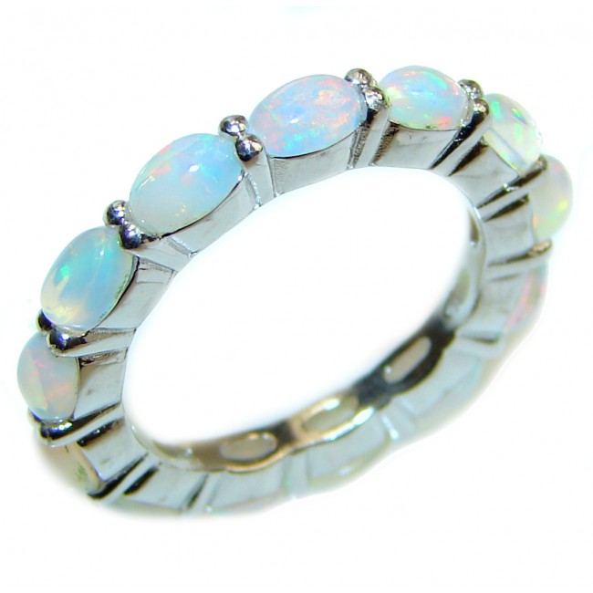 Dazzling natural Ethiopian Opal .925 Sterling Silver handcrafted ring size 7 1/4