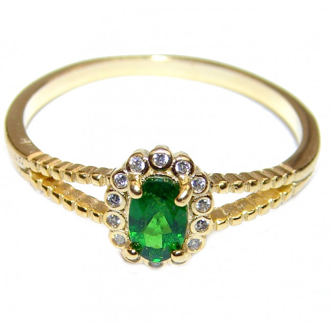 Genuine Colombian Emerald 14K Gold over .925 Sterling Silver handcrafted ring size 9