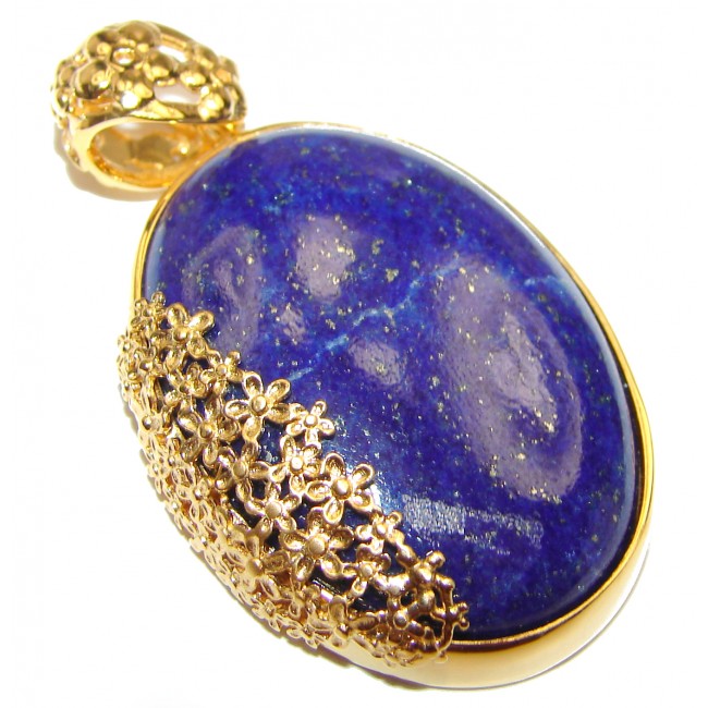Blue Authentic Lapis Lazuli 18K Gold over .925 Sterling Silver handcrafted Pendant