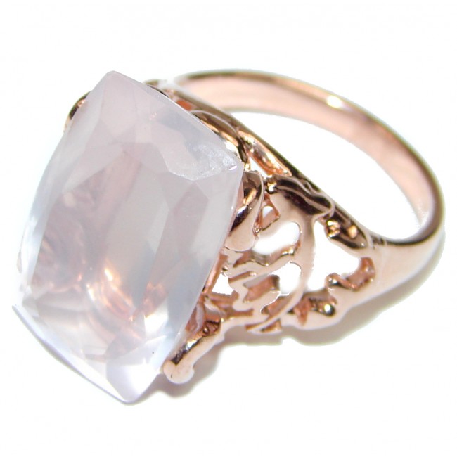 Princess Cut 15ctw Rose Quartz Rose Gold over .925 Sterling Silver brilliantly handcrafted ring s. 7