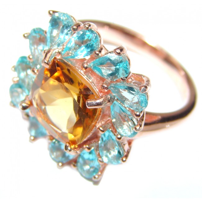 Coktail Beauty Spectacular quality Authentic Citrine .925 Sterling Silver handmade Ring size 6