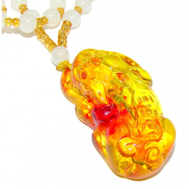 Pressed Amber handcrafted necklace
