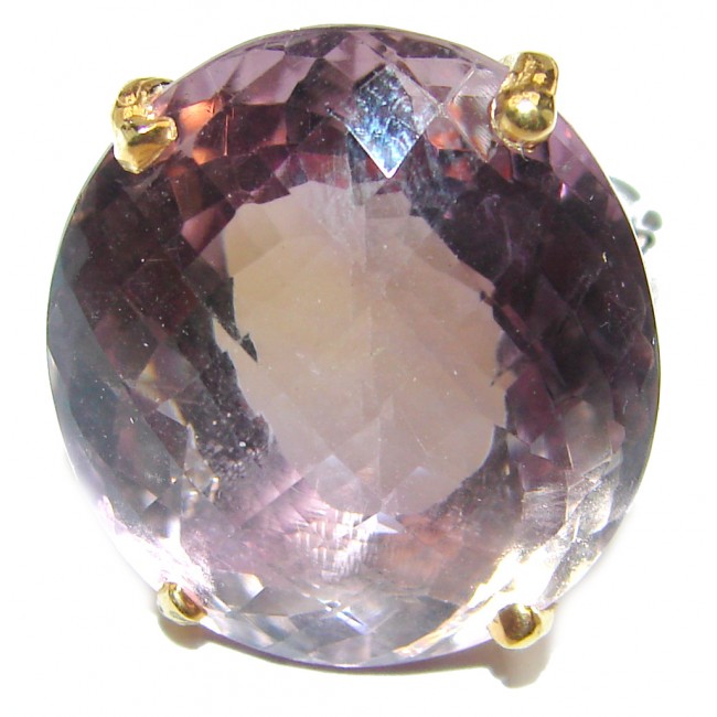 Large Royal style Natural Ametrine 18K Gold over .925 Sterling Silver handcrafted ring size 7 1/2