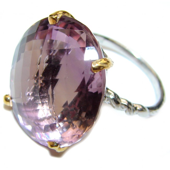 Large Royal style Natural Ametrine 18K Gold over .925 Sterling Silver handcrafted ring size 7 1/2