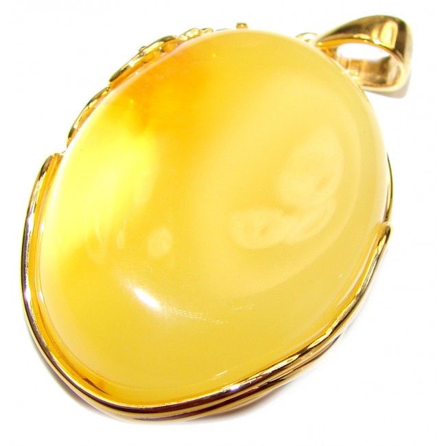 Natural Baltic Butterscotch Amber 18K Gold over .925 Sterling Silver handmade Pendant