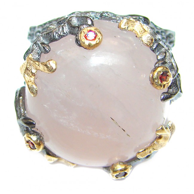 Rose Quartz Gold over .925 Sterling Silver brilliantly handcrafted ring s. 6