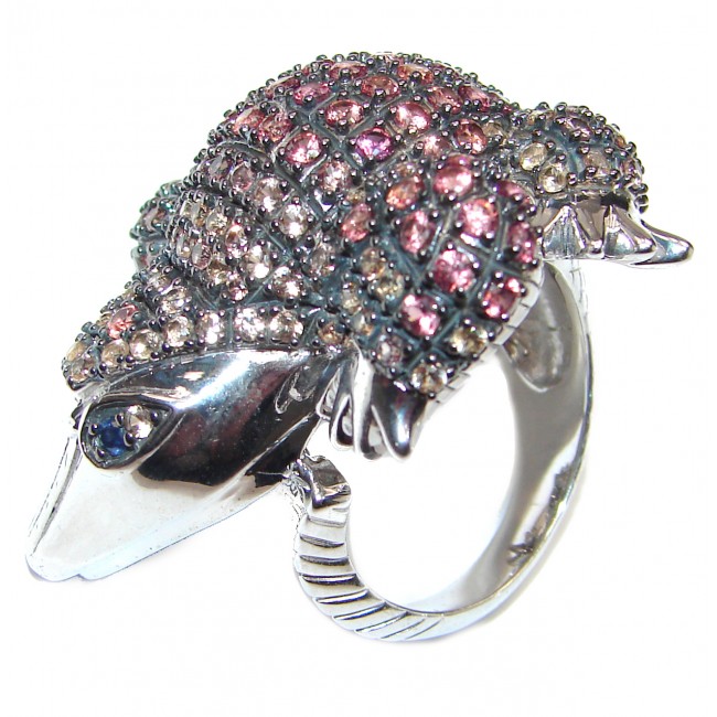 Natural Pink Shappire Mole .925 Sterling Silver Statement ring size 9