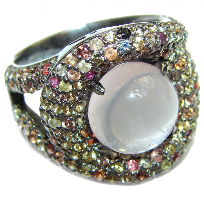 Rose Quartz Gold over .925 Sterling Silver brilliantly handcrafted ring s. 8 3/4