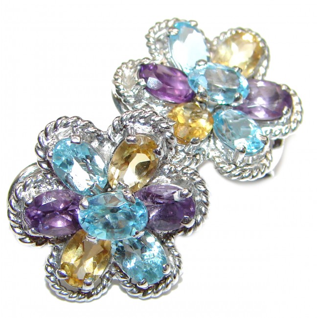 Melissa Authentic Swiss Blue Topaz .925 Sterling Silver handmade earrings