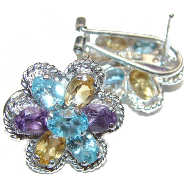 Melissa Authentic Swiss Blue Topaz .925 Sterling Silver handmade earrings
