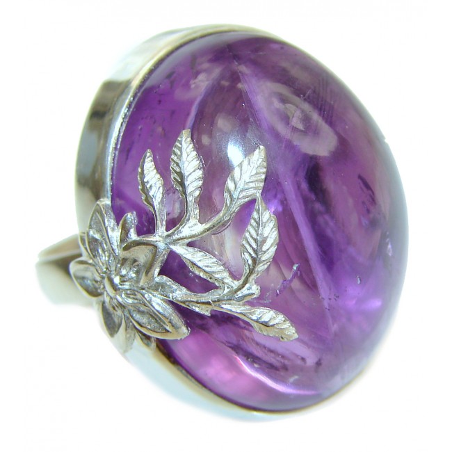 Huge Purple African Amethyst .925 Sterling Silver Ring size 8 adjustable