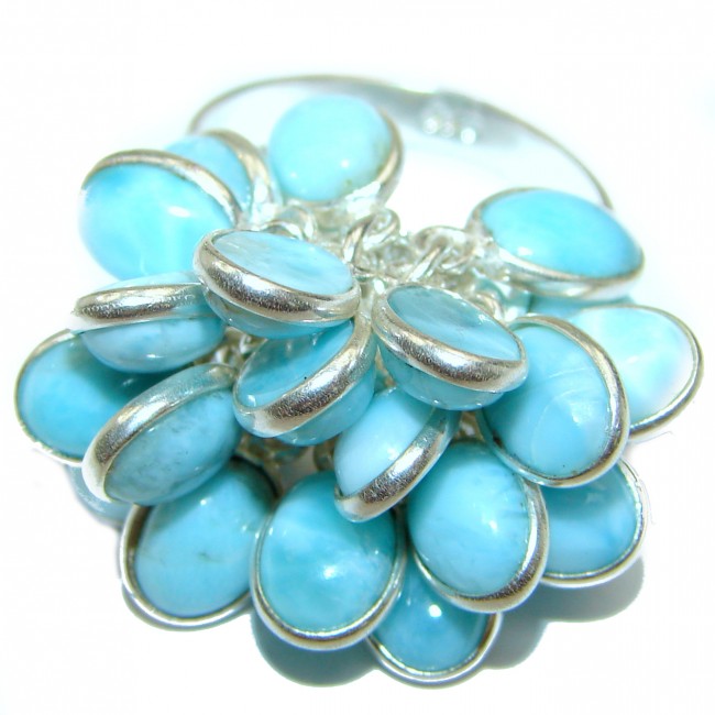 Fashion Beauty Larimar Sterling Silver cha -cha Ring s. 8 adjustable