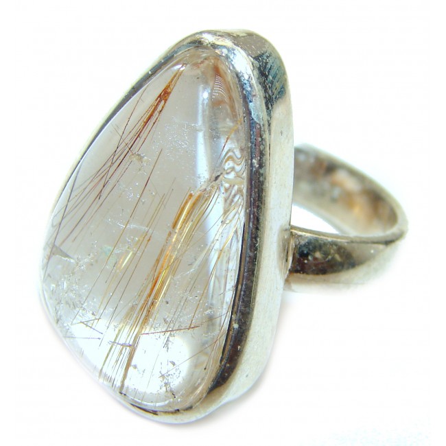 Huge Exotic Rutilated quartz Sterling Silver Ring s. 9 1/4