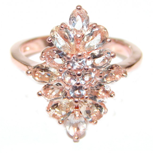 Morganite 14K Rose Gold over .925 Sterling Silver handcrafted ring s. 7