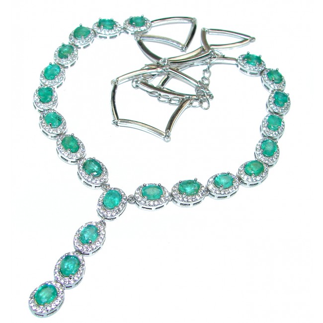 Alessandra Large authentic Emerald .925 Sterling Silver handcrafted Statement necklace