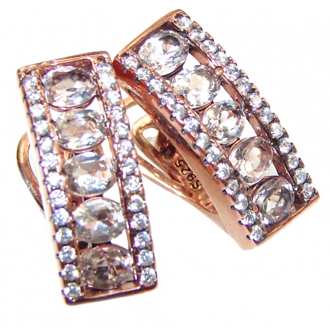 Oval Cut Morganite 14K Rose Gold over .925 Sterling Silver handcrafted earrings