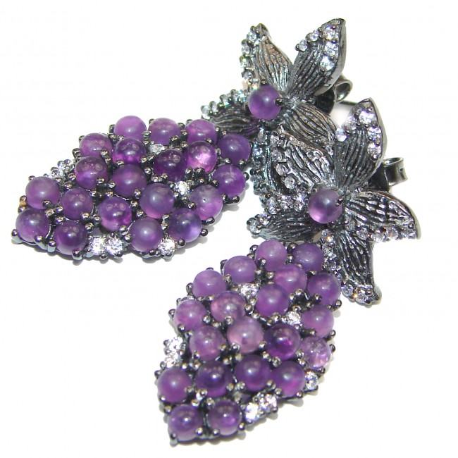 Nature Inspired Authentic Amethyst .925 Sterling Silver handmade earrings