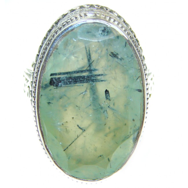 Sublime Moss Prehnite .925 Sterling Silver ring; s. 9