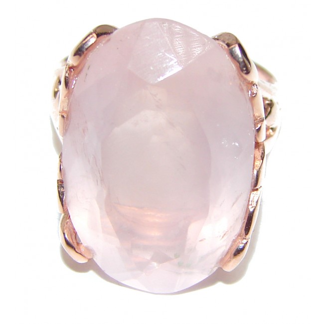 Pear Cut 55ctw Rose Quartz Rose Gold over .925 Sterling Silver brilliantly handcrafted ring s. 7