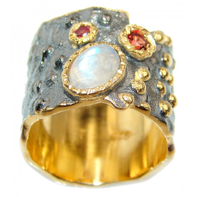 Fire Moonstone .925 Sterling Silver handmade ring s. 5 3/4