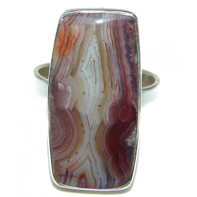 Excellent quality Crazy Lace Agate .925 Sterling Silver Ring s. 9