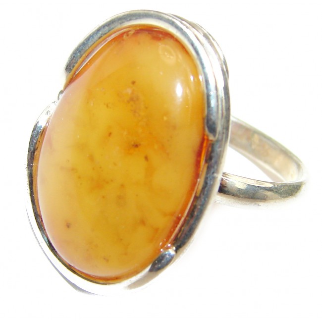 Excellent Vintage Design Baltic Amber .925 Sterling Silver handcrafted Ring s. 8 3/4