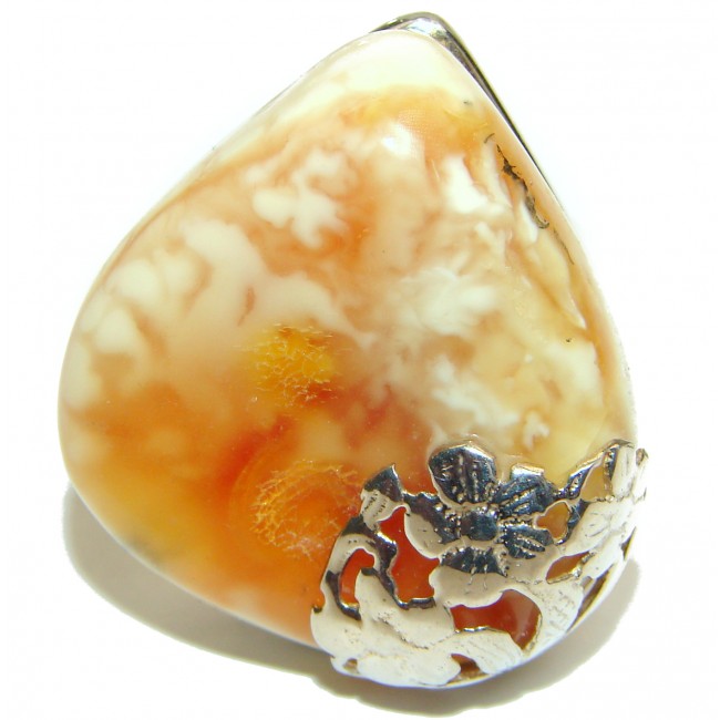 Real Beauty Butterscotch Baltic Amber 14K Gold over .925 Sterling Silver handmade Ring size 7 adjustable