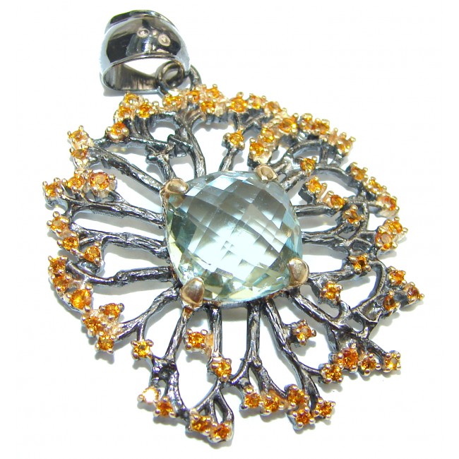 Amazing Green Amethyst Yellow Sapphire .925 Sterling Silver handcrafted pendant