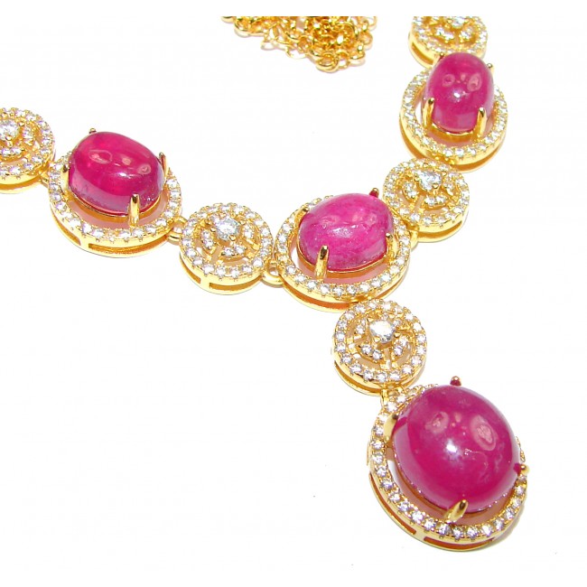 Spectacular Authentic Kashmir Ruby 14K Gold over .925 Sterling Silver handmade necklace