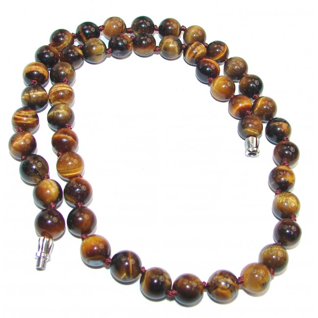 Large Perfect Gift Golden Tigers Eye .925 Sterling Silver handmade Necklace