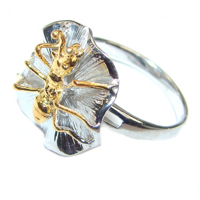Sublime Golden Ant .925 Sterling Silver handcrafted Ring s. 8
