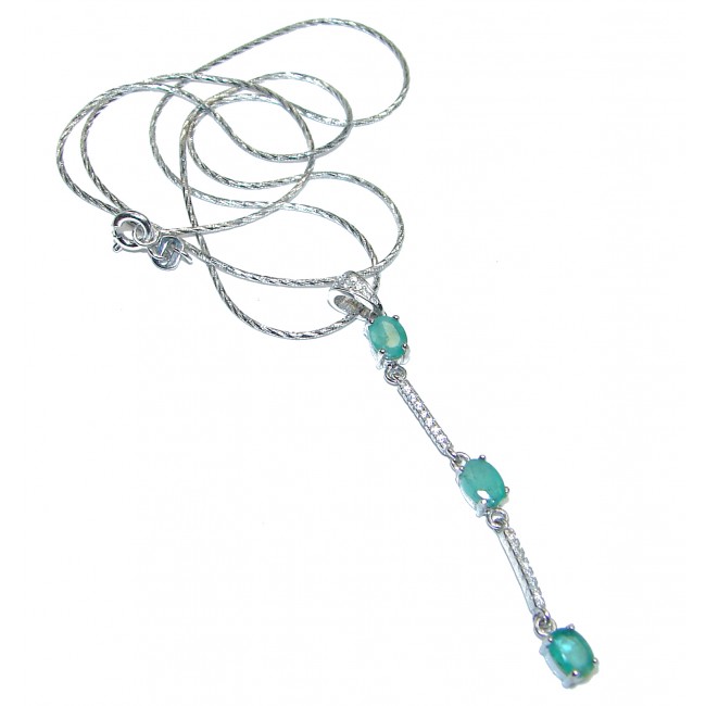 Cute Colombian Emerald .925 Sterling Silver necklace