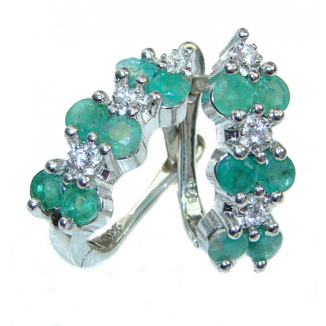 Precious genuine Emerald .925 Sterling Silver earrings