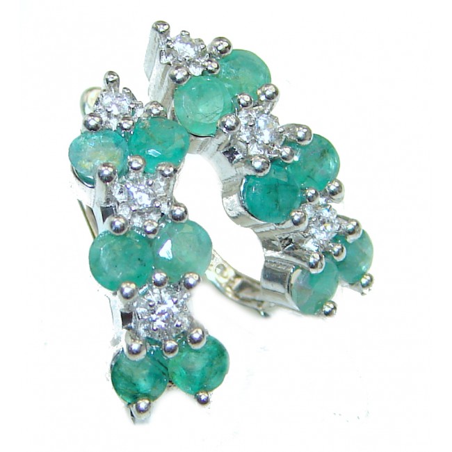 Precious genuine Emerald .925 Sterling Silver earrings