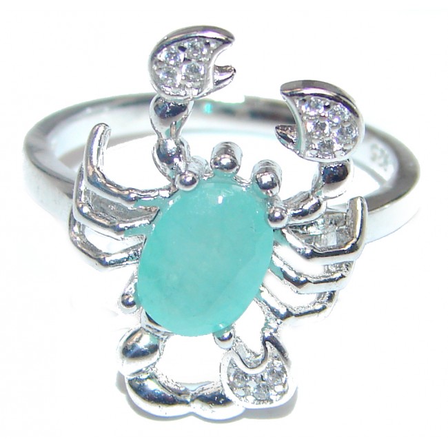 Scorpio Emerald .925 Sterling Silver handmade Ring size 8