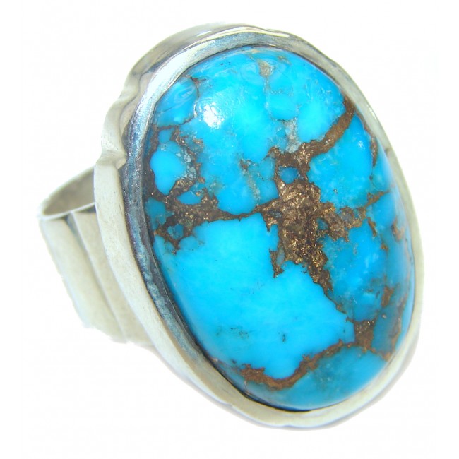 Large Copper Turquoise .925 Sterling Silver ring; s. 7 3/4