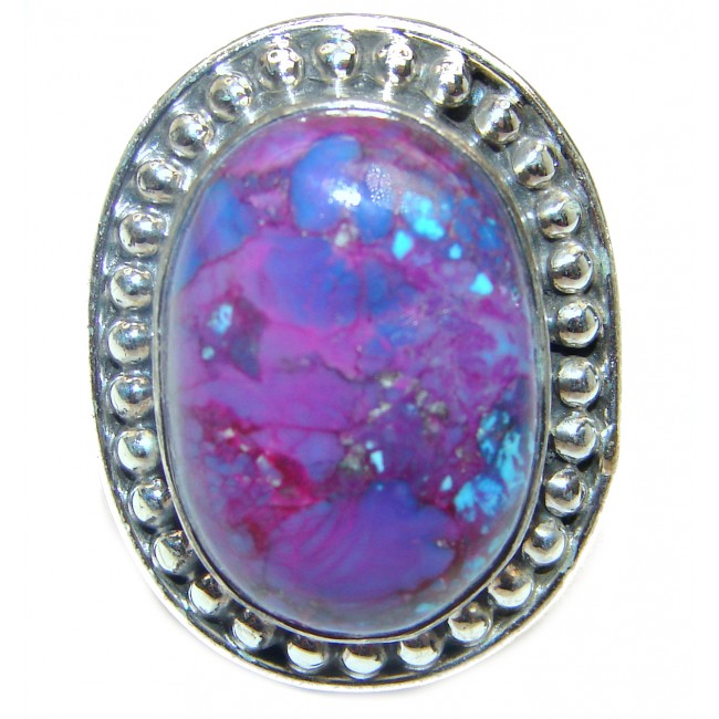 Huge Purple Turquoise .925 Sterling Silver handcrafted ring; s. 9
