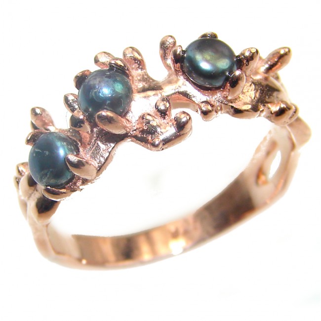 Black Pearl .925 Sterling Silver handmade ring size 7 1/2