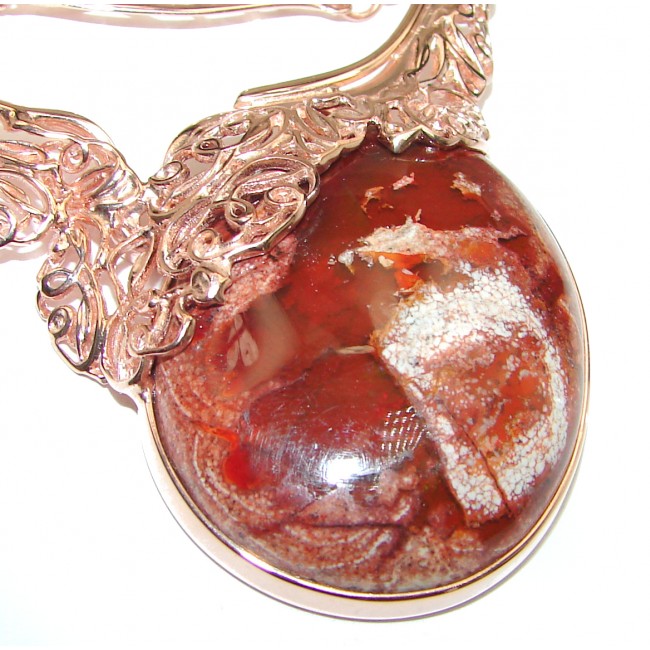 Large Master Piece genuine 175.5 ctw Mexican Opal Rose Gold over .925 Sterling Silver brilliantly handcrafted necklace