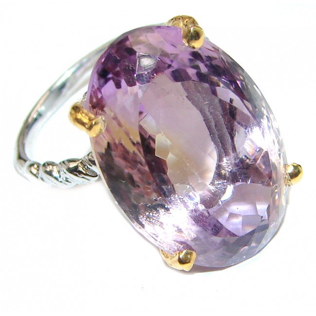Large Royal style Natural Ametrine 18K Gold over .925 Sterling Silver handcrafted ring size 7