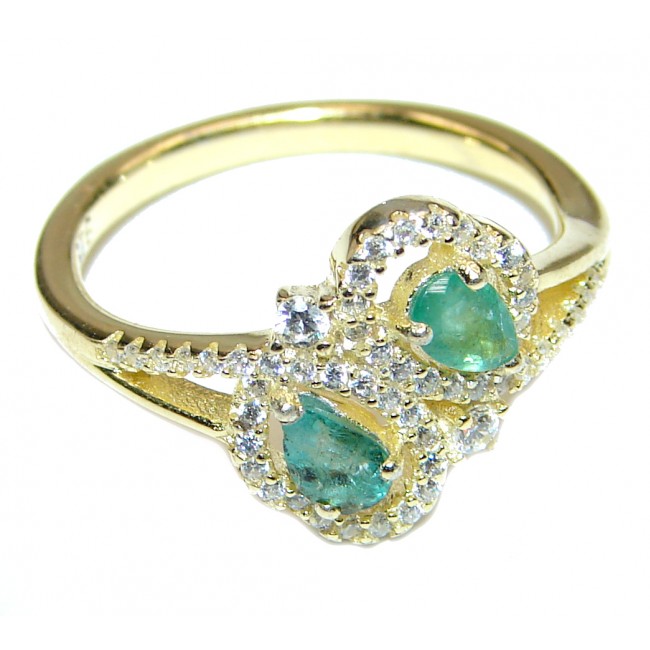 Elegant Emerald .925 Sterling Silver Ring s. 8