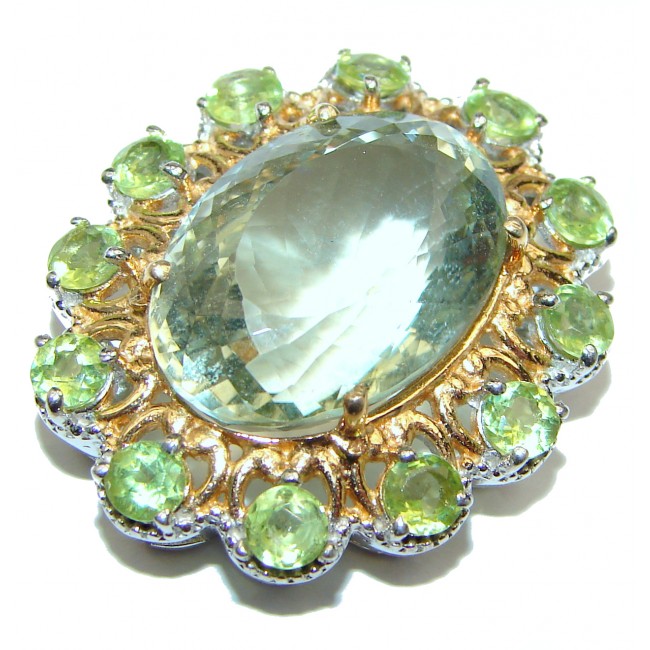 Spectacular Green Amethyst 18K Gold over .925 Sterling Silver handcrafted pendant